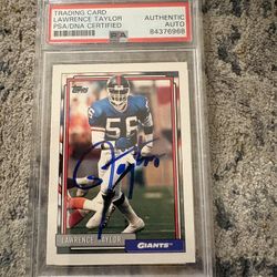 Giants Lawerence Taylor Signed Card PSA 