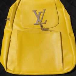 Yellow leather backpack
