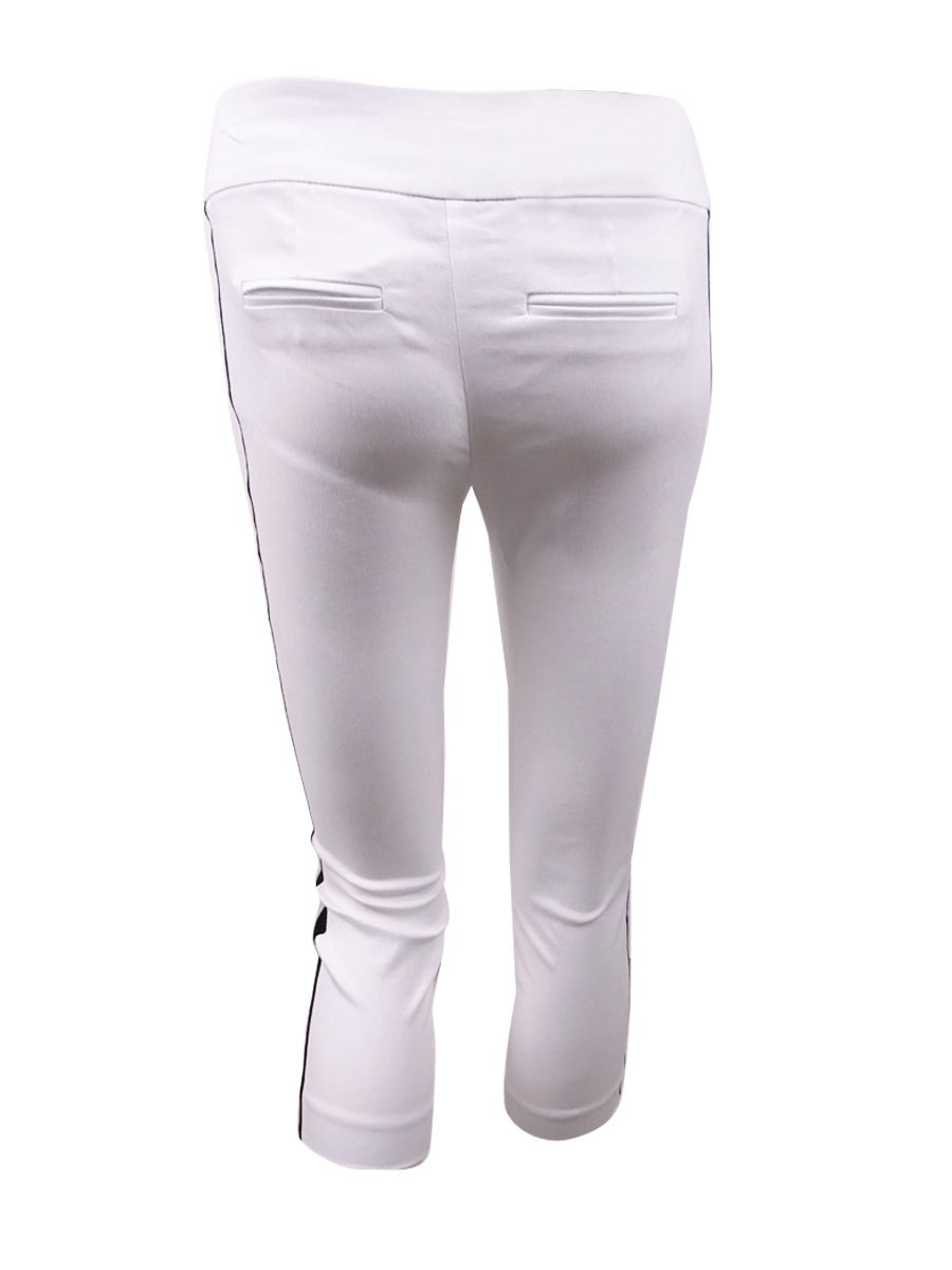INC International Concepts Women's Plus Side-Stripe Skinny Pants (24W, White)