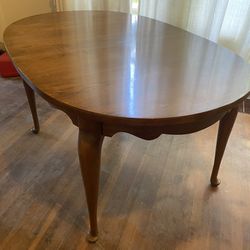 Oak Table And Four Maple Rittan Dining Chairs