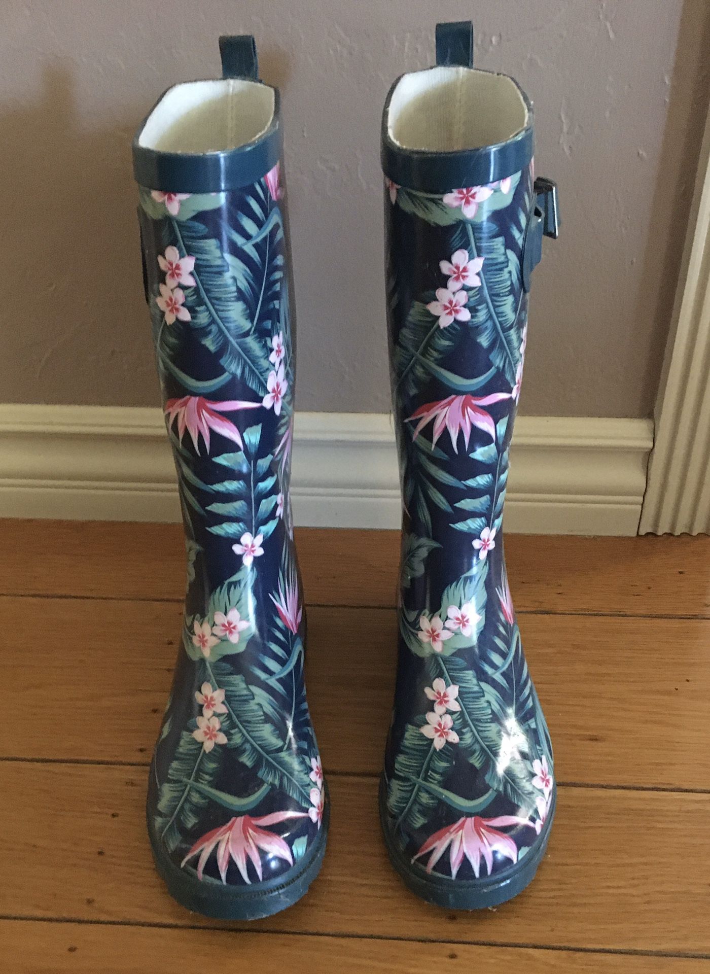 Women’s Rain Boots Galoshes Tropical / Floral Print Slip Resistant - Size 7