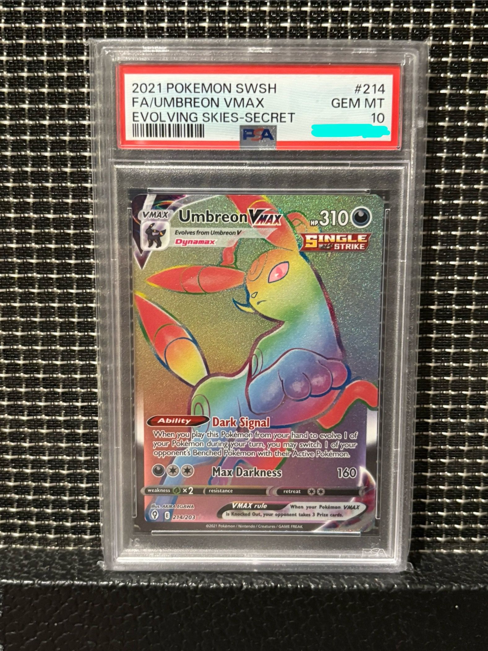 Rainbow Rare Full Art Umbreon VMAX PSA 10