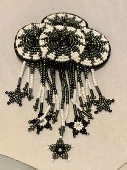 Large Beaded Barrette With Star Dangles 