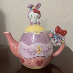 Hello Kitty Easter Blue Sky Clayworks Ceramic Teapot