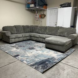 Sectional Sofa Couch Chaise Gray 
