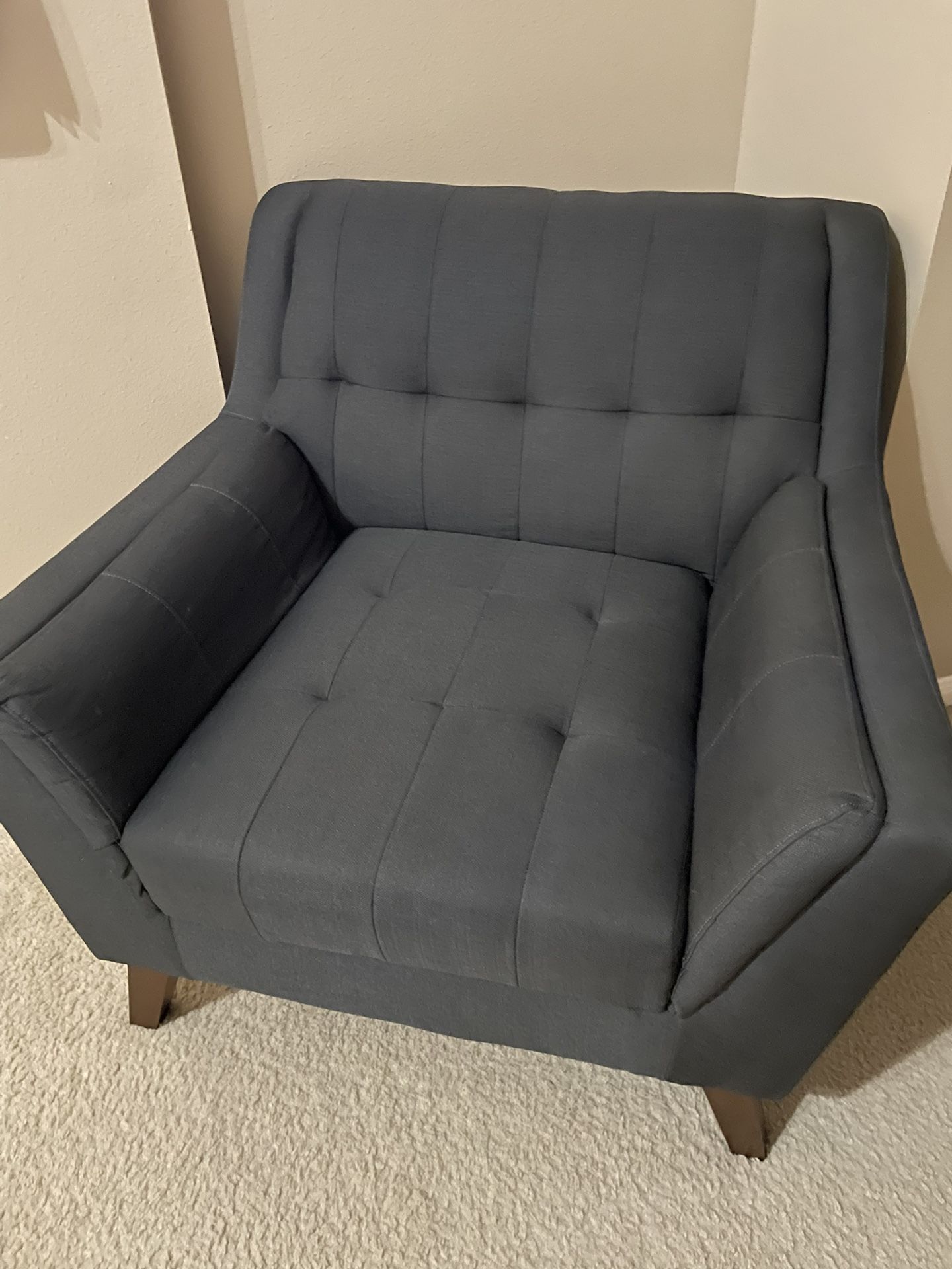 Dark Gray Chair With Big Ottoman