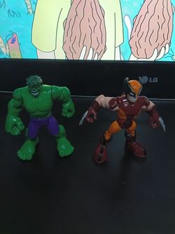 Lot Of (2) Hasbro 5" Playskool Action Figures - The Incredible Hulk & the wolverine