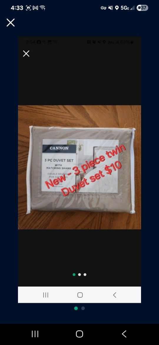 New - Cannon 3 piece twin duvet sheet set $10