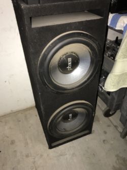 Car audio subwoofers 12 inch dual PBX subwoofers in a slotted port box. Make a reasonable offer please