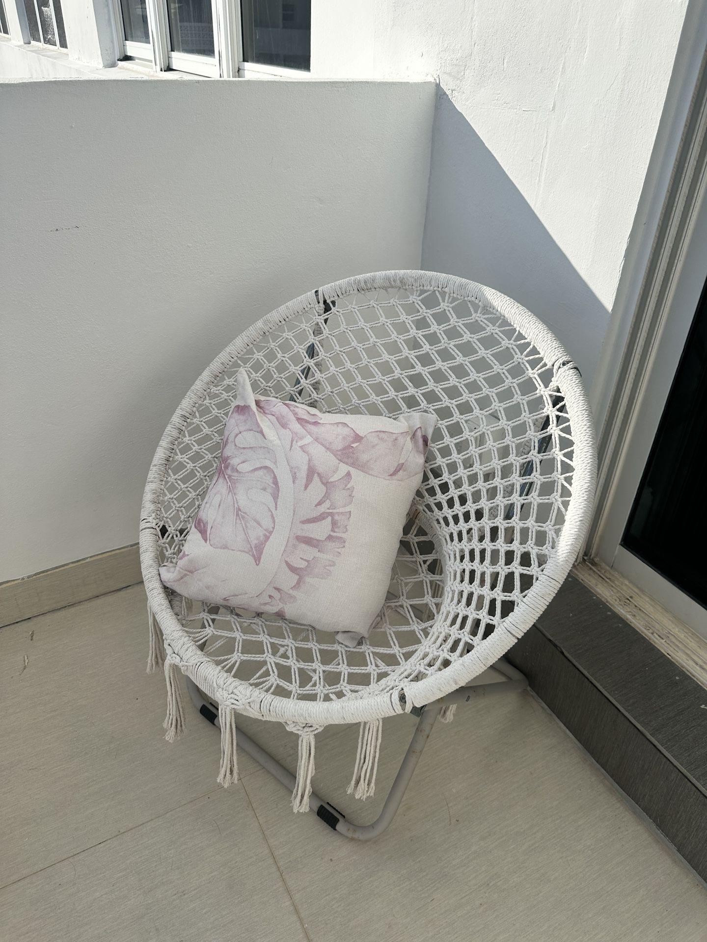 White Woven Chair with Cushion