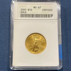 2001 $10 Gold American Eagle. ANACS MS67