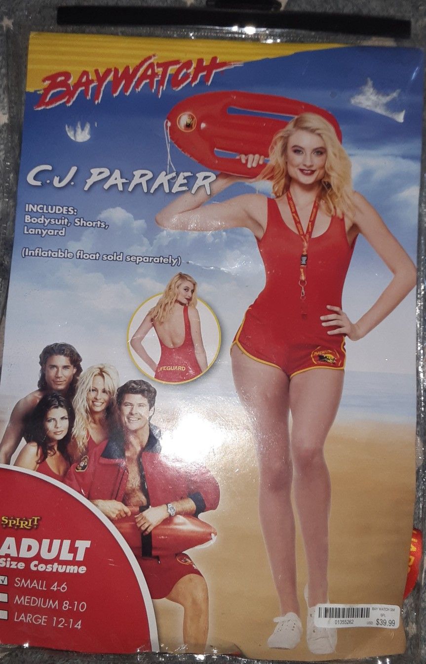 Halloween Costume Adult Women Ladies Baywatch CJ Parker Includes Bodysuit Shorts And Lanyard Size Small 4-6