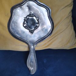 Antique Silver Plated Hand Mirror