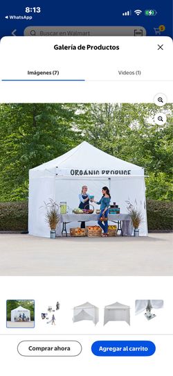 Ozark Trail 10' x 10' White Commercial Instant Tent with Straight Legs and Sidewalls