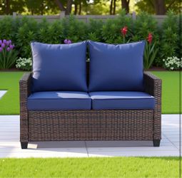 Patio loveseat for outdoors with cushions