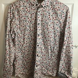 Denim And Flower Mens Button Up