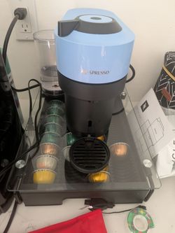 Nesoresso Veruto machine + pods + stand/pod holder