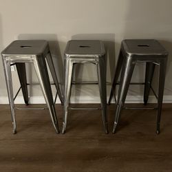 3 Set Rustic Barstools 