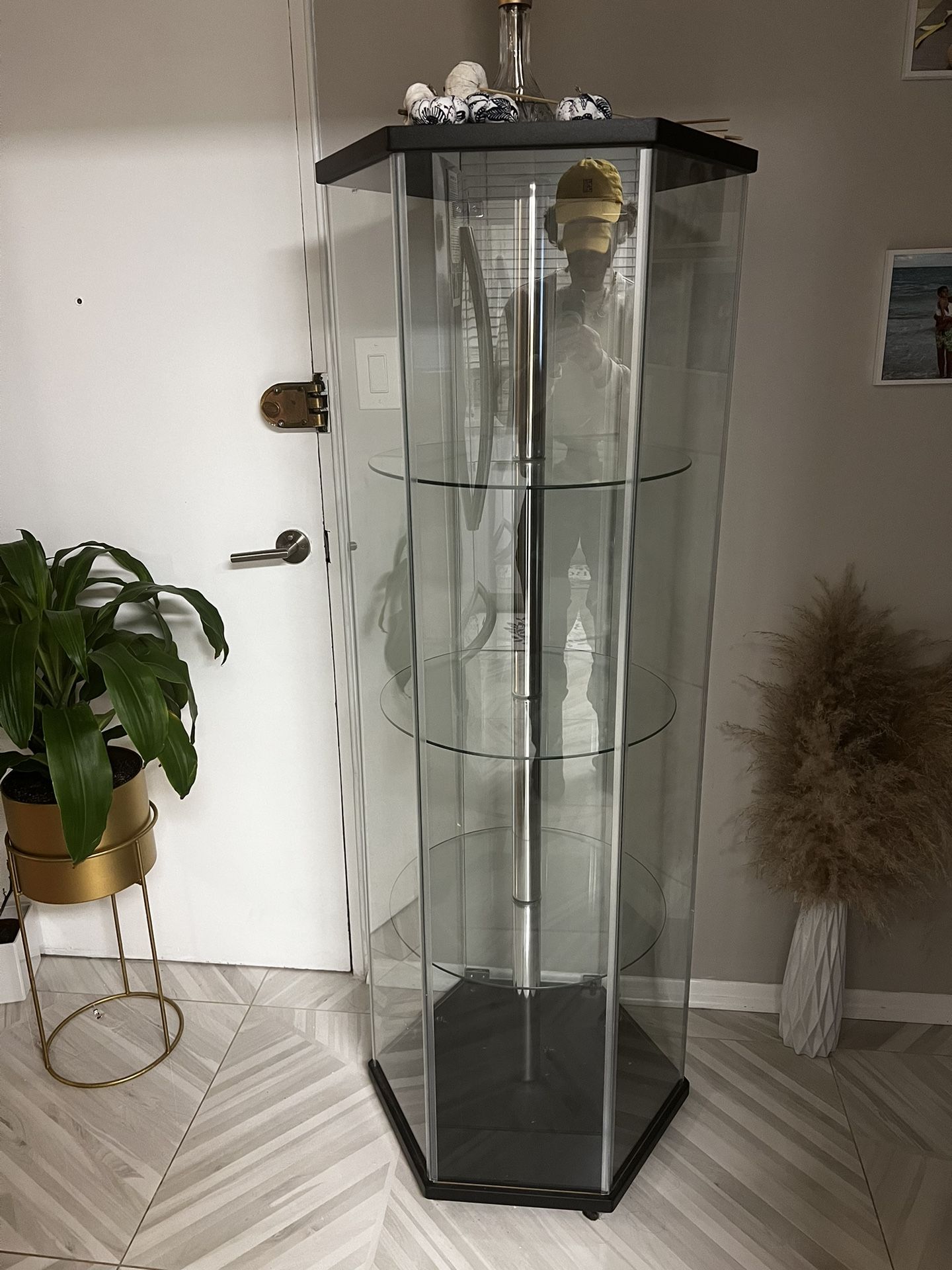 Decorative Glass Stand With Glass Shelves