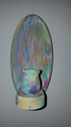 Beautiful wood candle holders and mirror