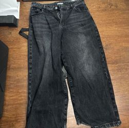 BAGGYUS Black Washed Wide Leg Denim Jeans