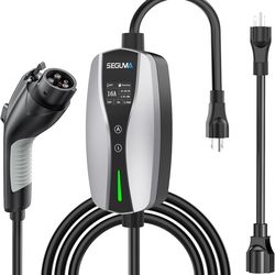 SEGUMA
Level 1/2 EV Charger, 16Amp Adjustable Current NEMA 5-15 Plug/NEMA 6-20 Adapter