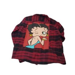 Betty Boop Plaid Flannel Shirt
