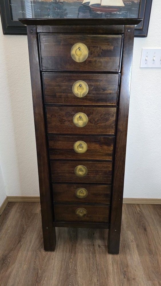 Pier 1 Tall Jewelry Armoire / Chest of Drawers 51.5"H x 18.25"W x 16"D
