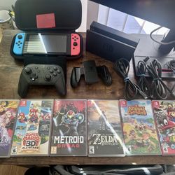 Like New Switch 1 with 6 Games, Pro Controller and Case