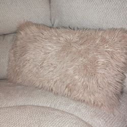 Soft Faux Fur Accent Pillows –  Neutral Rose/Blush