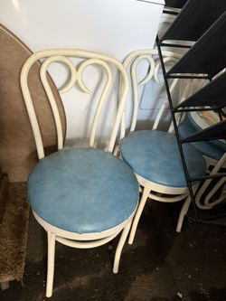 4 Vintage Blue Dining Chairs