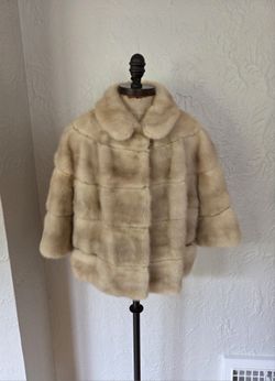 Blonde Mink Fur Crop Jacket Bolero Stole Size M NO OFFERS 