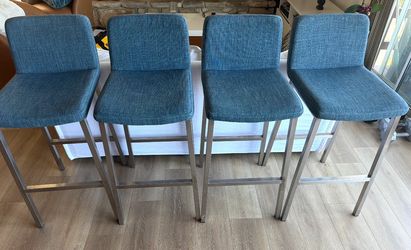4 counter height stools - blue