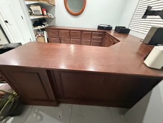 100% wood stone creek desk with return