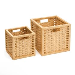 Wicker Basket Handmade Square Wicker Basket for Shelf, Paper Cube Storage