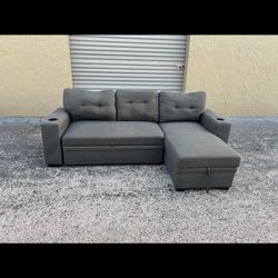 Couch with storage and pull out bed