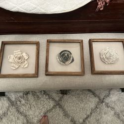 3 Paper Flower Framed Boxed Art 