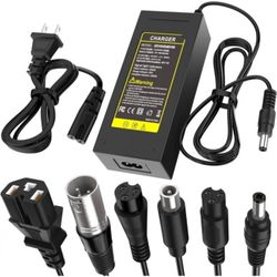 54.6V 2A Fast Charger 7 in 1 Plugs Universal for 48V 13S Lithium Batteries, Pinkind 48V Li-ion Battery Charger Replacement