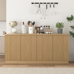 Brand New Sealed Modern 63" Natural Wood Sideboard Buffet Cabinet