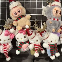 Hello kitty And Labubu plush Keychains Lafufu 
