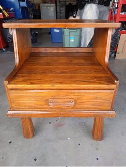Vintage, Oak Style, Two-Tier End Table/ Night Stand