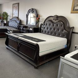 4PC King Size Bedroom Set w/ Marble Top
