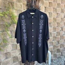 Tommy Bahama black silk button up shirt
