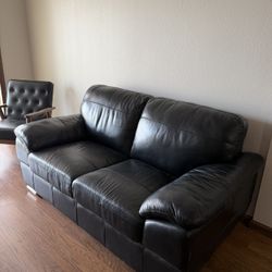 Black Leather Love Seat
