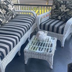 Patio – Porch Furniture Three Piece Set Wicker And Rattan Older Set Made Well