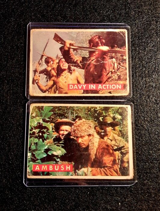 Davy Crockett 1956 Topps Want Disney 2 Card Lot. "Davy In Action" And "Ambush" RARE!