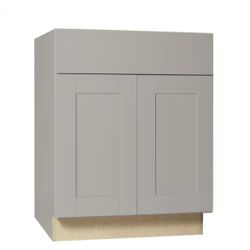 Hampton Bay Shaker 27 in. W x 24 in. D x 34.5 in. H Assembled Base Kitchen Cabinet in Dove Gray with Ball-Bearing Drawer Glides