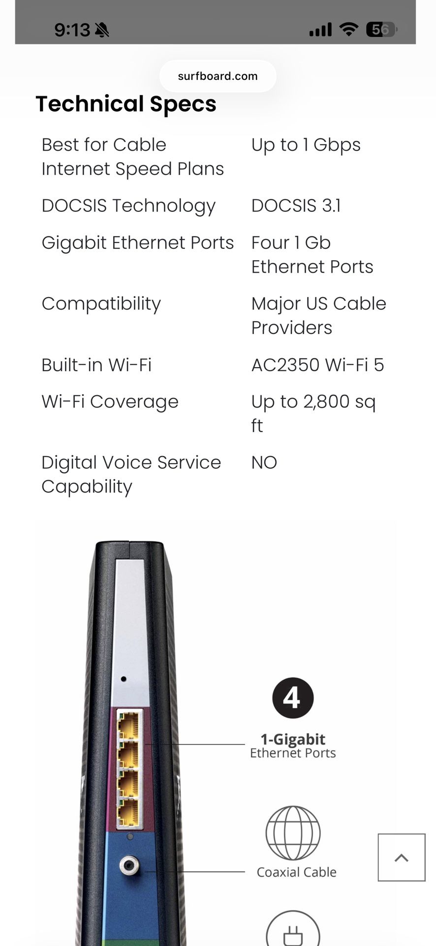 Arris Surfboard SBG8300 Cable Modem WiFi Router