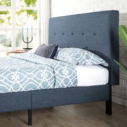 King size bed, new in box. Mattress available. We can deliver