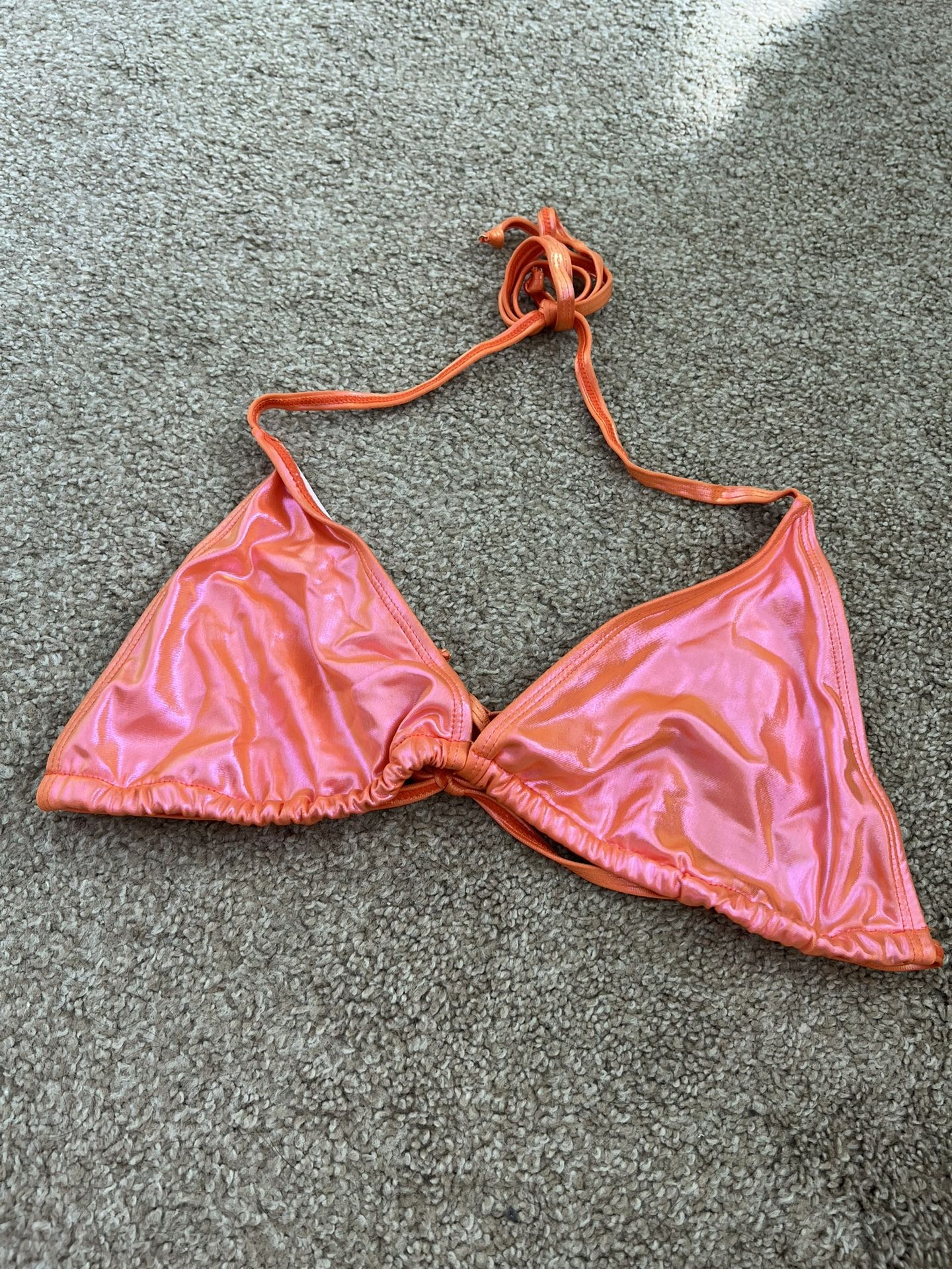 Women’s Pink And Orange Holographic Bikini Top